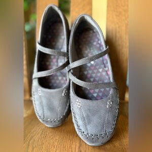 Skechers Suede Gray Mary Jane Shoes